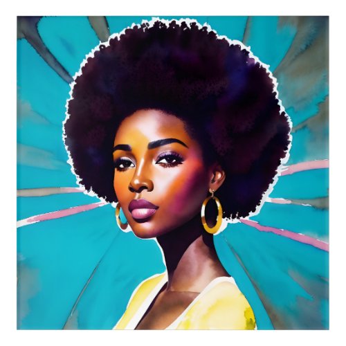 Black Woman With Afro Hair Melanin Queen Acrylic Print