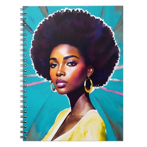 Black Woman With Afro Hair Melanin Queen Notebook