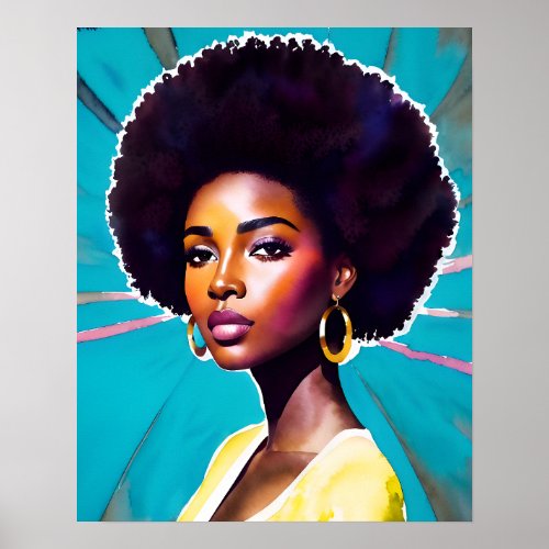 Black Woman With Afro Hair Melanin Queen Poster