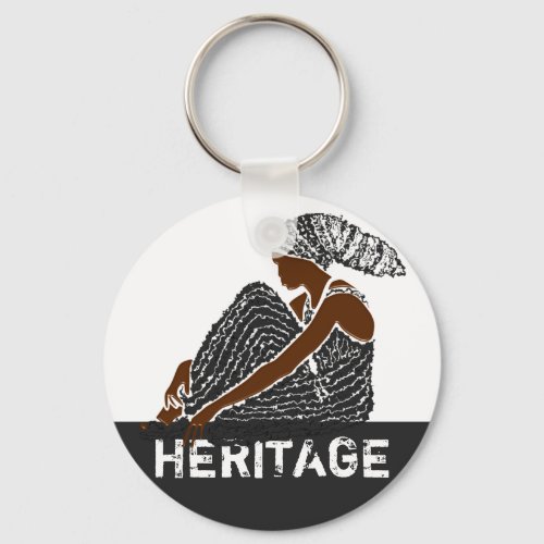Black Woman with Head Wrap AFRICAN Heritage Keychain