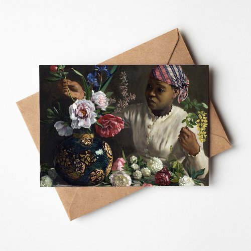 Black Woman with Peonies  Frédéric Bazille Card