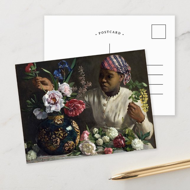 Black Woman with Peonies | Frédéric Bazille Postcard (Creator Uploaded)
