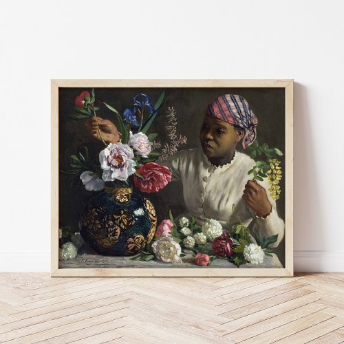 Black Woman with Peonies  FreÌdeÌric Bazille Poster