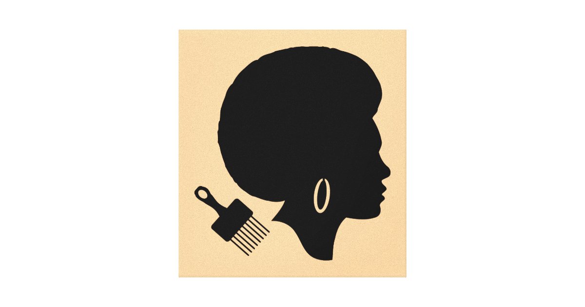 Black Woman With Stylish Afro And Afro Pick Canvas Print