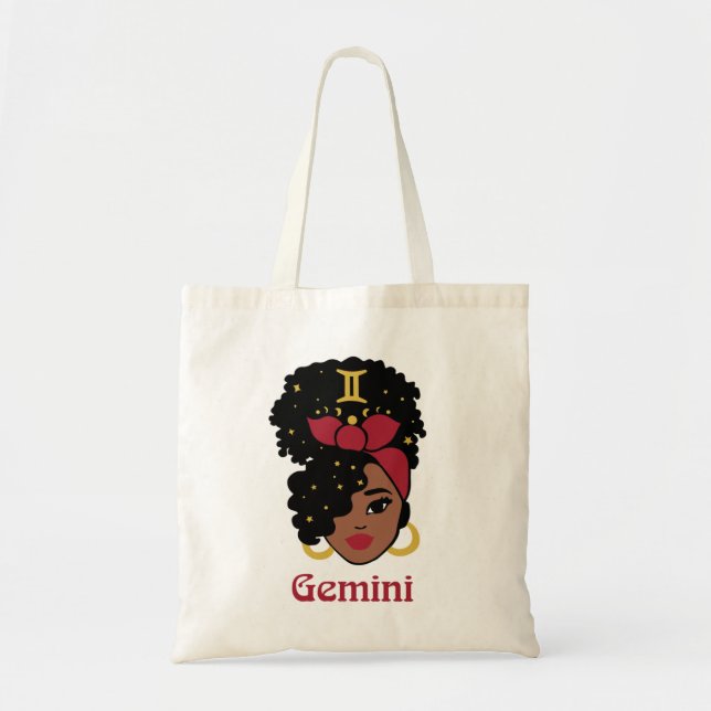 Black Woman Zodiac Gemini Tote Bag (Front)