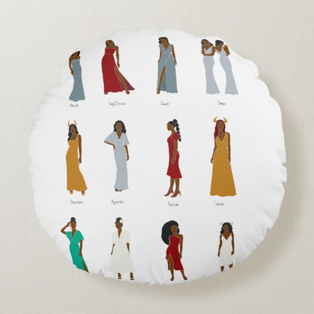 Black Woman Zodiac Pillow (Front)