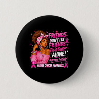 Black Women African Pink Breast Cancer Awareness Button