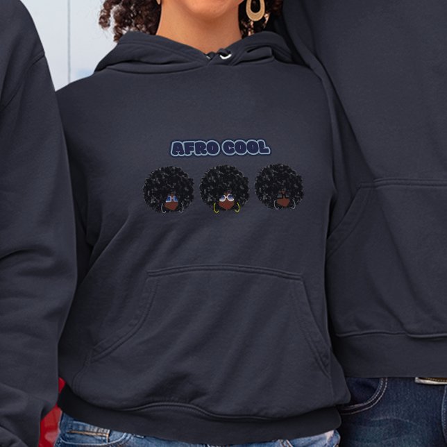 Black Women, Afro Cool, Navy Blue Hoodie (Afro Cool - All The Cool Girls)
