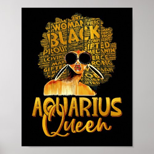 Black Women Afro Hair Art AQUARIUS Queen February Poster