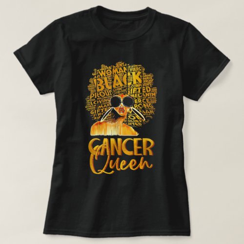  Black Women Afro Hair Art Cancer Queen Cancer T_Shirt