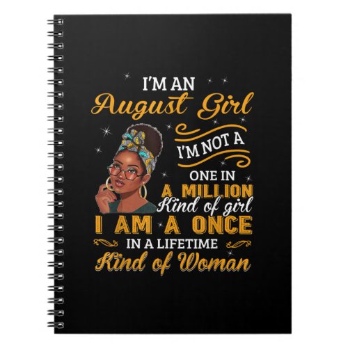 Black Women August Birthday Gifts Im A Leo Queen Notebook