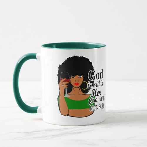 Black Women Black Queen Afro God is within Her Mug