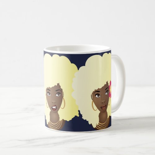 Black Women Blonde Afro Annoyed Flower Bubblegum Coffee Mug