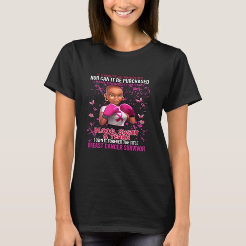 Black Women Breast Cancer Womens Pink Ribbon T_Shirt