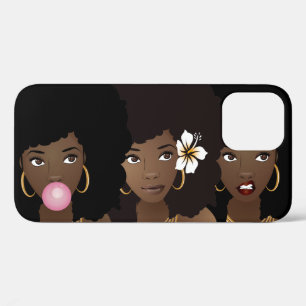 Black Women, Bubblegum & Flower Purple iPhone 12 Case