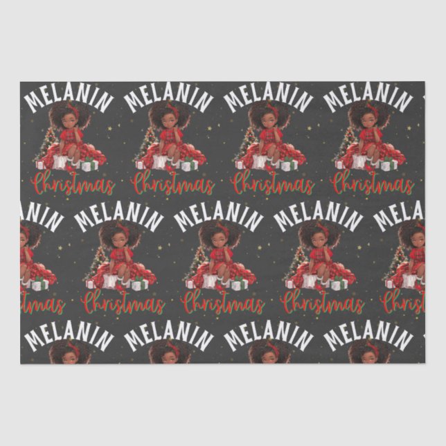 Black women Christmas melanin sista Xmas Sistas Tissue Paper (Front)