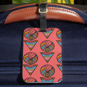 Black Women, Colorful Turban, Coral Orange Luggage Tag