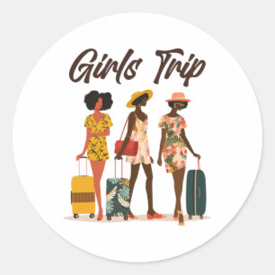 Black Women Girls Trip Afro Queen Melanin African Classic Round Sticker