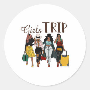 Black Women Girls Trip Afro Queen Melanin African Classic Round Sticker