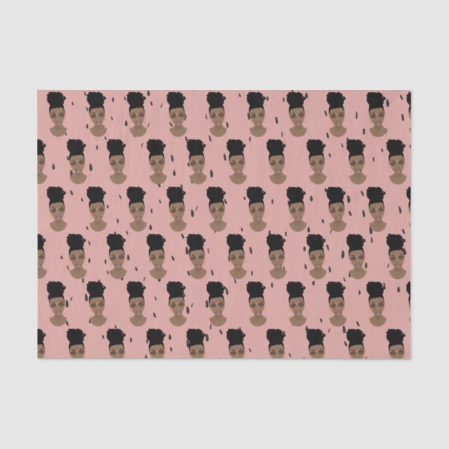 Black Women, Gold Shades, Black Dots, Blush Pink Tissue Paper (Front)