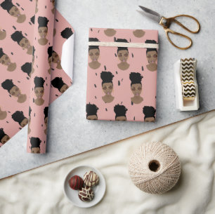 Black Women, Gold Shades, Blush Pink Wrapping Paper
