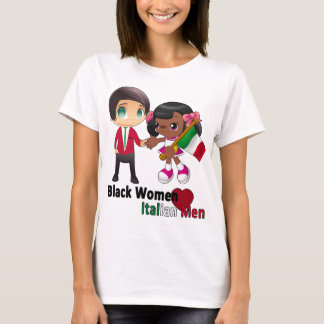 Black Women Italian Men T-shirt White Singlet - W