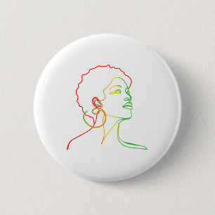 Black Women Juneteenth Face Abstract Art Melanin A Button