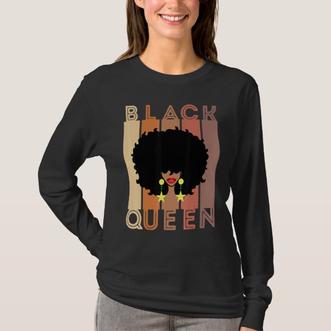 Black Women Melanin Poppin Queen Black Girl Magic  T-Shirt (Front)