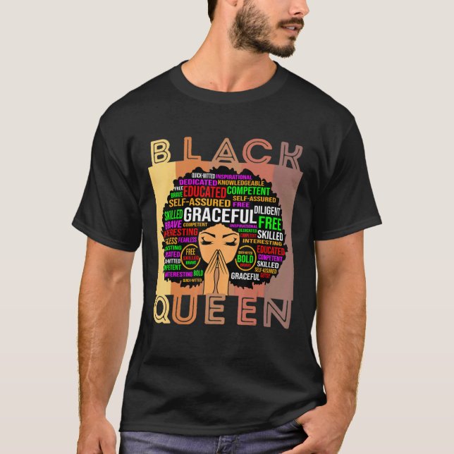 Black Women Melanin Teacher Queen Afro Black Girl  T-Shirt (Front)