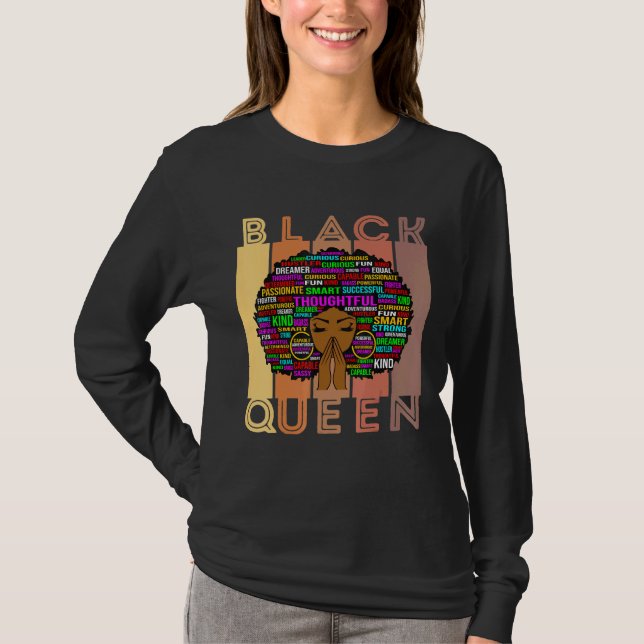 Black Women Melanin Teacher Queen Afro Black Girl  T-Shirt (Front)