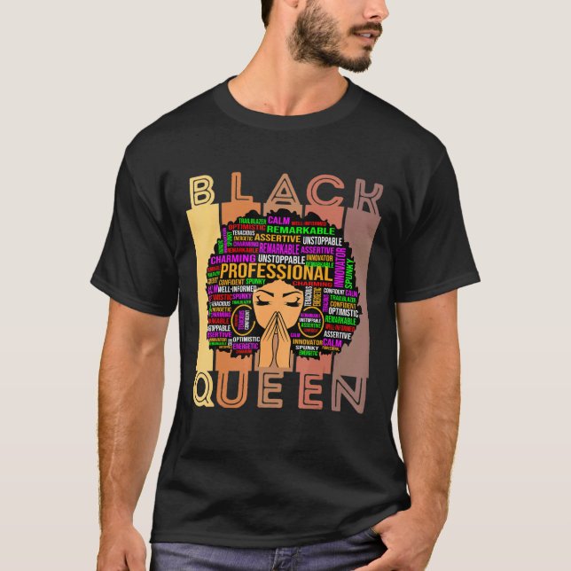 Black Women Melanin Teacher Queen Afro Black Girl  T-Shirt (Front)