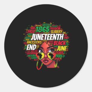 Black Women Messy Bun Juneteenth Celebrate Indepen Classic Round Sticker