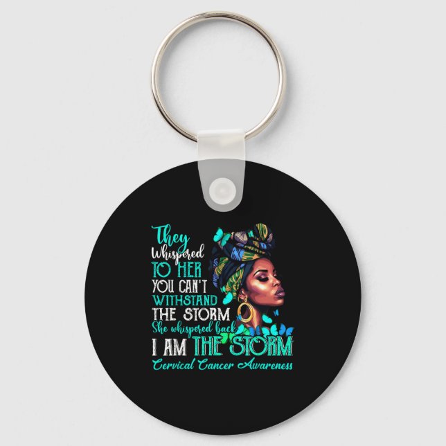 Black Women Motivation Suprt Cervical Cancer Aware Keychain (Front)