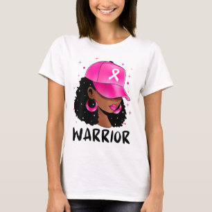 Black Women Queen Breast Cancer Warrior  T-Shirt