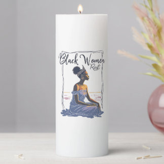 Black Women REST Pillar Candle