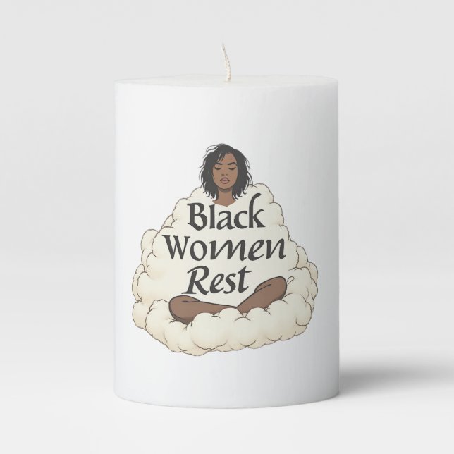Black Women Rest Pillar Candle (Front)
