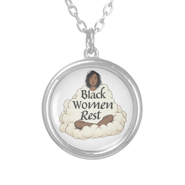 Black Women Rest Silver Plated Necklace (Front)