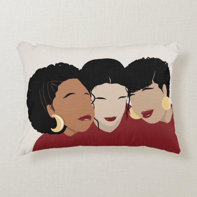 Black Women, Sister Friends Accent Pillow (Front)