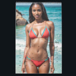 Black Women Swimsuit Calendar<br><div class="desc">This calendar collection of beautiful black women features 14 images (12 months front and back cover). The melanin-rich beauties are all modeling swimsuits (bikinis), mostly on the beach with the ocean behind them. The pretty ladies were dreamed up in a digital collaboration.</div>