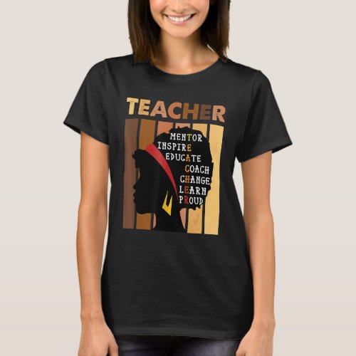 Black Women Teacher Afro Retro Black History Month T_Shirt