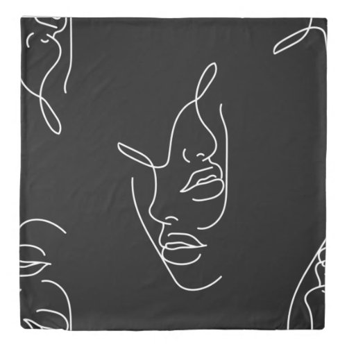 black womens faces line drawings duvet cover