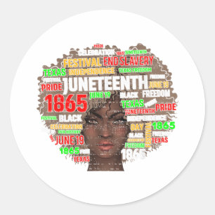 Black Womens Juneteenth 1865 Freedom African Afro Classic Round Sticker