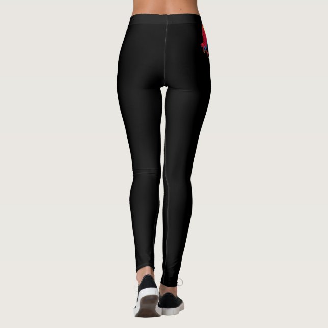 Black Women's Leggings with Parrot design (Back)