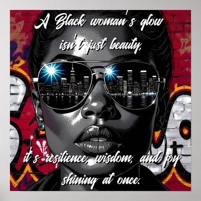 Black Women's Quote | City Skyline in Sunglasses Poster (Front)