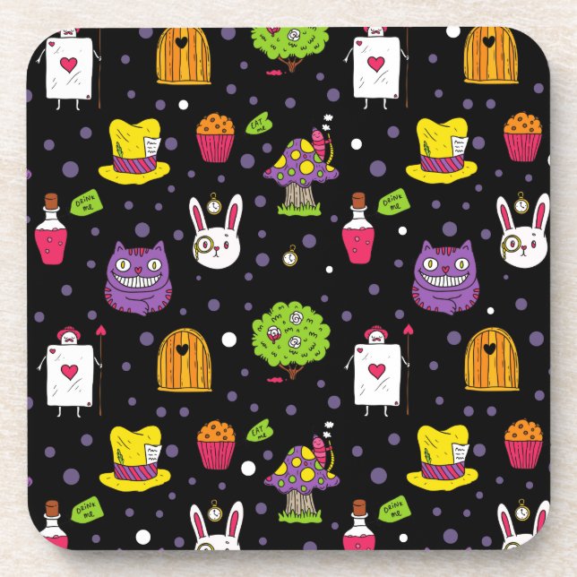 black Wonderland Drink Coaster (Front)