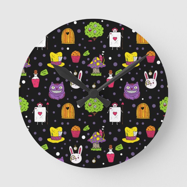 black Wonderland Round Clock (Front)
