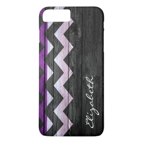 Black Wood Chevron Stripes Monogram iPhone 8 Plus7 Plus Case