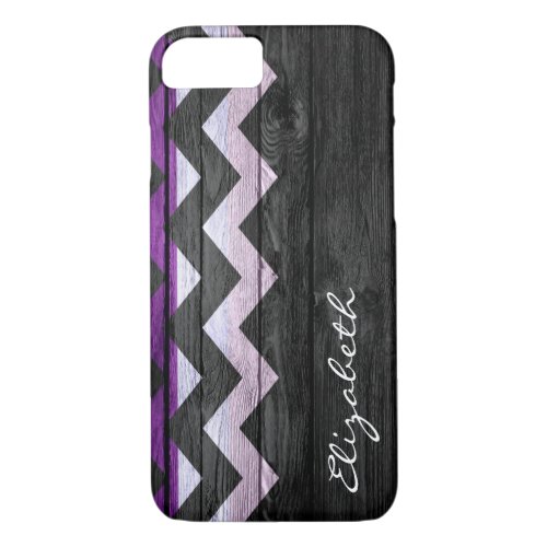 Black Wood Chevron Stripes Monogram iPhone 87 Case