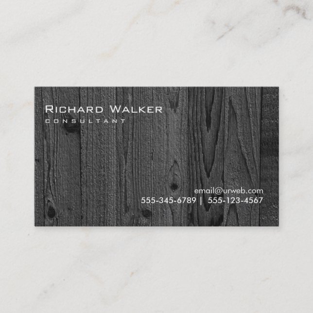 Black Wood Classic Professional Retro Cool Business Card (Front)