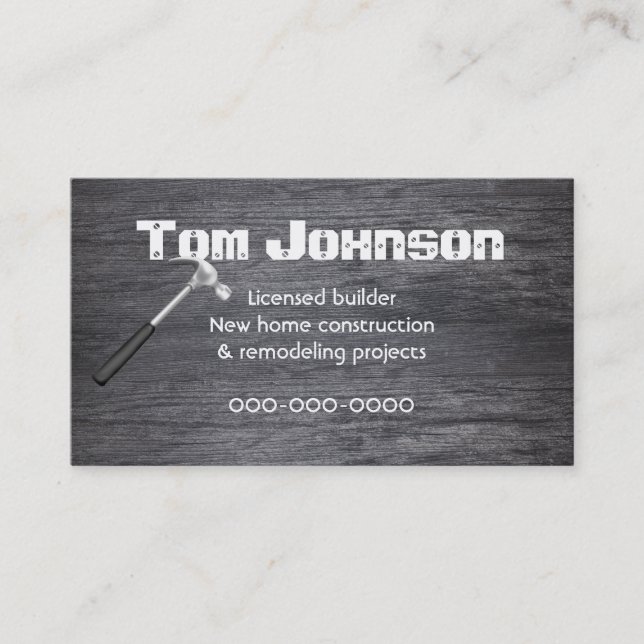 black wood construction background business card (Front)